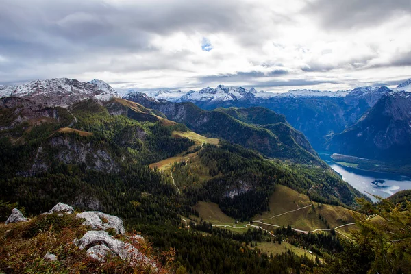 Sonbaharda Jenner Dan Koenigssee Gölü Bavyera Almanya Dağ Manzarası — Stok fotoğraf