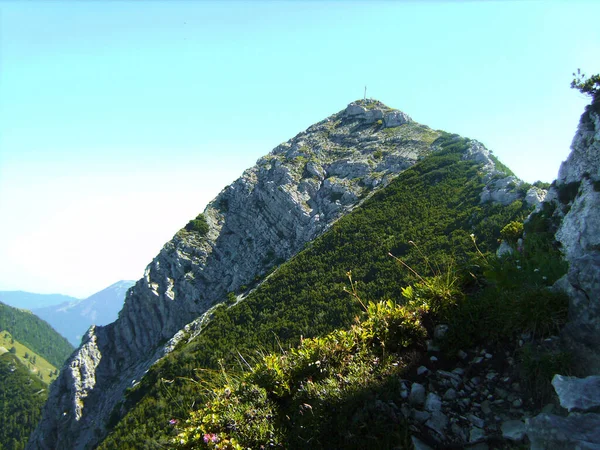 Cúpula Cruz Aiplspitz Montanha Baviera Germay Verão — Fotografia de Stock