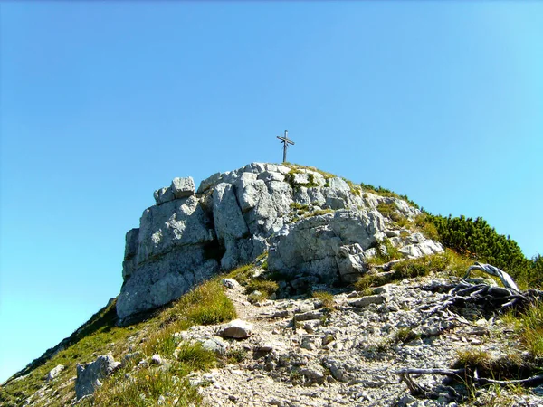 Cúpula Cruz Aiplspitz Montanha Baviera Germay Verão — Fotografia de Stock