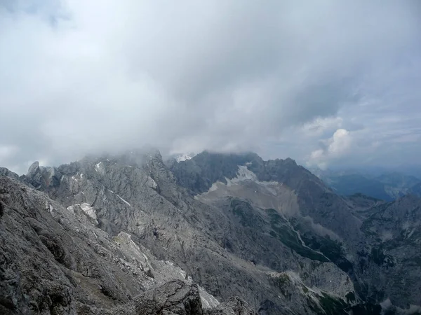 Alpspitze Montanha Ferrata Com Más Condições Meteorológicas Baviera Alemanha — Fotografia de Stock