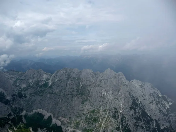 Alpspitze Ferrata Berg Met Slechte Weersomstandigheden Bavaria Duitsland — Stockfoto