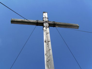 Benediktenwand Dağı 'nın zirvesi Bavyera' da, Germay kışın