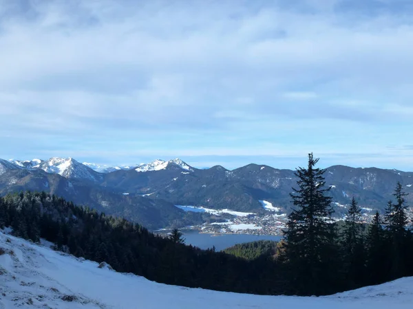 Vintervandring Till Baumgartenschneid Berg Tegensee Bayern Tyskland — Stockfoto