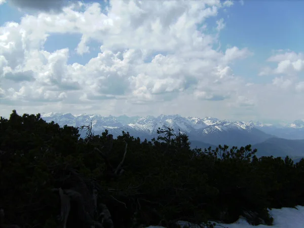 Cloudy Weather Mountain Benediktenwand Bavaria Germay Wintertime — Stock Photo, Image