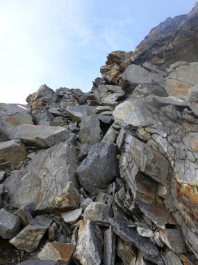 Summit cross at Schonbichler Horn, Berlin high path, Zillertal Alps in Tyrol, Austria