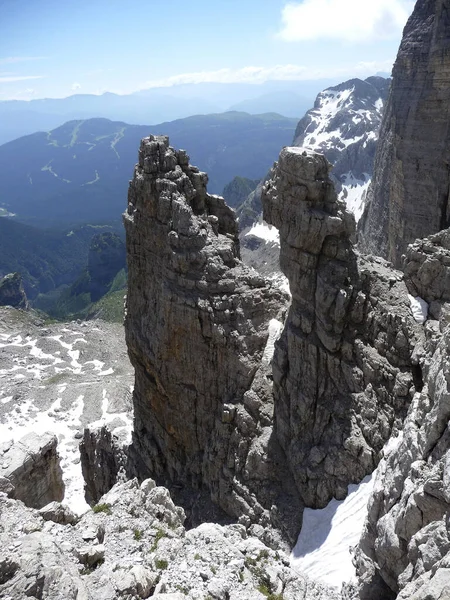 Bocchette Mountain Tour Brenta Dolomites Italy Summer Mertime — 图库照片