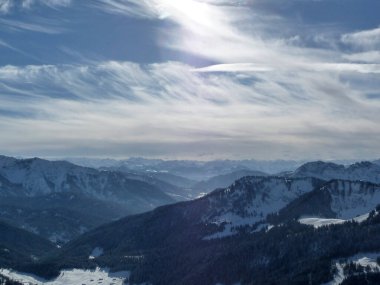 Brecherspitze dağının rüzgarlı dağ manzarası, Bavyera, Almanya
