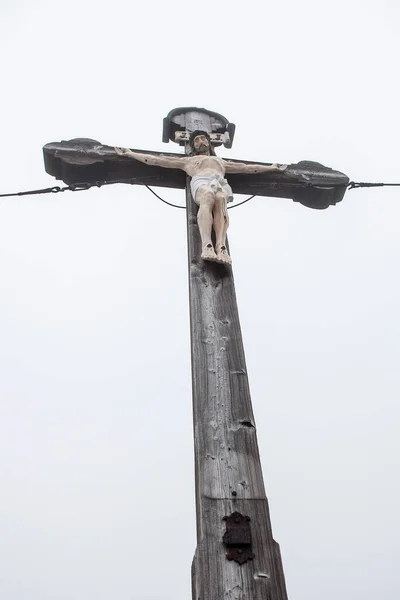 Самітський Хрест Бокштайна Баварська Гора Туманній Осені — стокове фото
