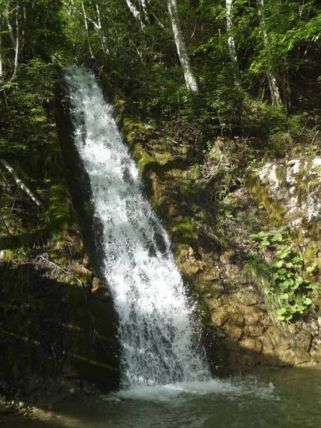 Cascade Sentier Brauneck Panorama Bavière Allemagne Printemps — Photo