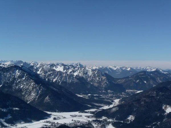 Panorama Montano Della Montagna Breitenstein Baviera Germania Inverno — Foto Stock