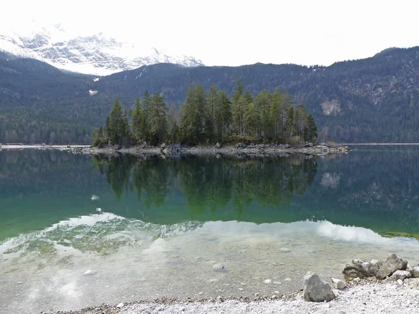 Bergpanorama Vom Eibsee Bayern Deutschland — Stockfoto