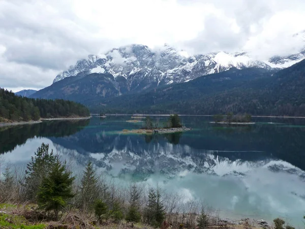 Bergpanorama Vom Eibsee Bayern Deutschland — Stockfoto