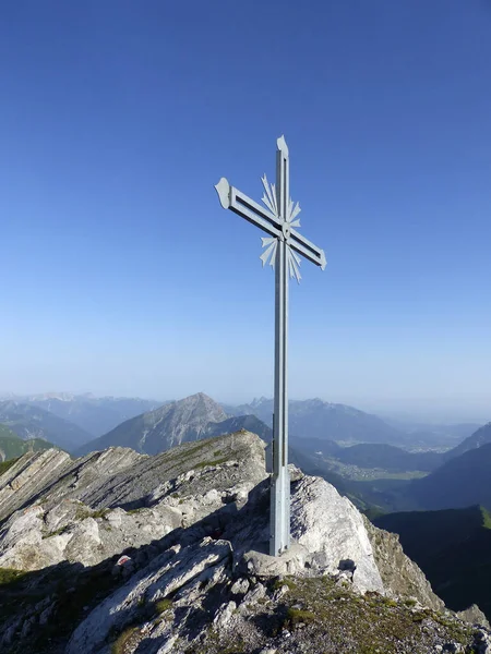 Cruz Cumbre Gartnerwand Senderismo Montaña Tirol Austria —  Fotos de Stock