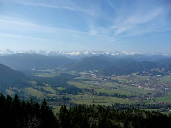 Caminhadas Montanha Inverno Para Montanha Geigerstein Baviera Germa — Fotografia de Stock