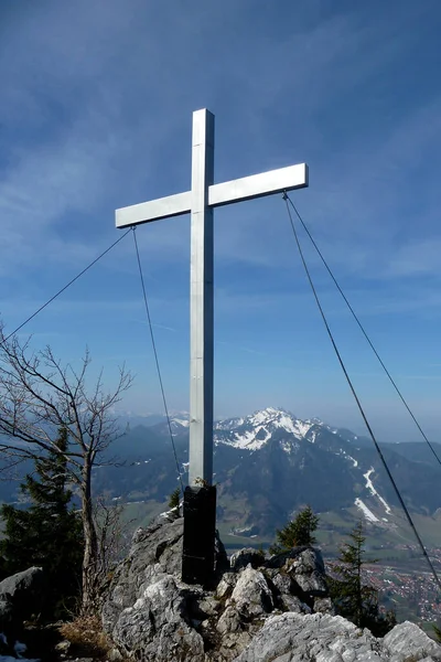 Gipfelkreuz Des Geigersteins Bayern Deutschland — Stockfoto