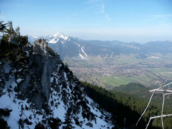 Winter Bergtour Zum Fockenstein Bayern Deutschland — Stockfoto