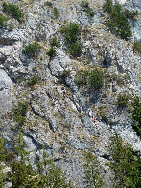 Grunstein Hegymászó Ferratán Keresztül Bajorország Németország — Stock Fotó