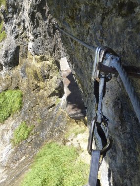 Reit im Winkl, Bavyera, Almanya 'da Ferrata üzerinden Hausbachfall