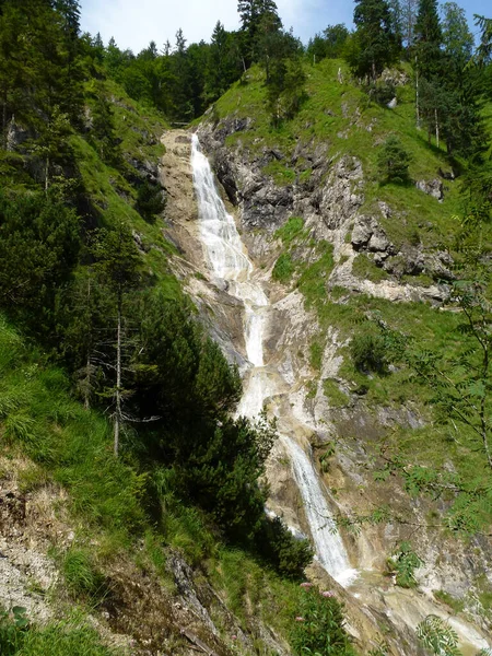Vodopád Hausbachfall Přes Ferrata Reit Winkl Bavorsko Německo — Stock fotografie