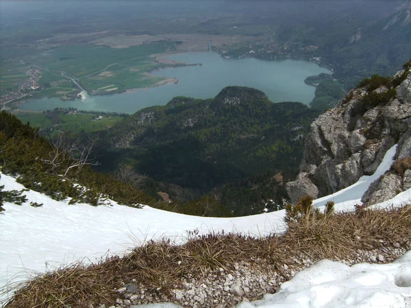 Озеро Кочелсі Вид Гори Герцогстріст Баварії Німеччина — стокове фото