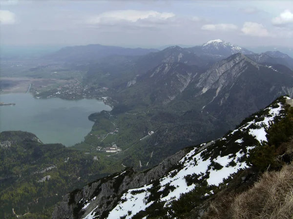 Lac Kochelsee Vue Herzogstand Montagne Bavière Allemagne Hiver — Photo