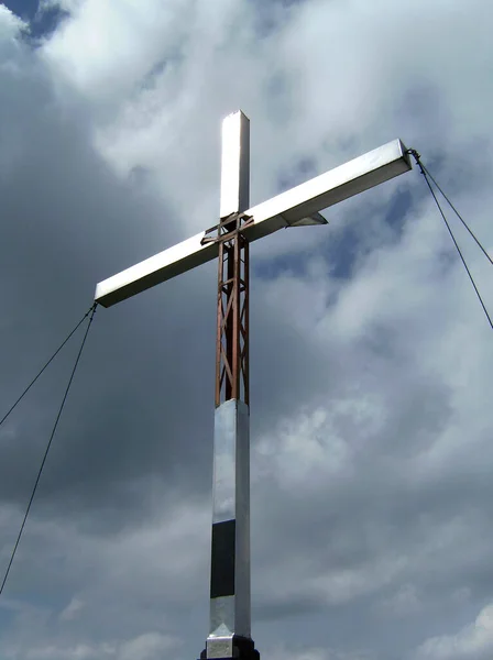 Gipfelkreuz Des Martinskopfs Bayern Winter — Stockfoto