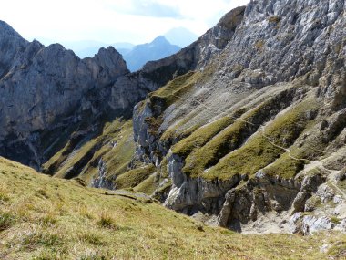 Mittenwalder Hutte Heinrich-Noe-Steig 'de Ferrata, Karwendel, Bavyera, Almanya