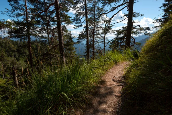 Recorrido Por Sendero Montaña Herzogstand Con Vista Panorámica Baviera Alemania — Foto de Stock