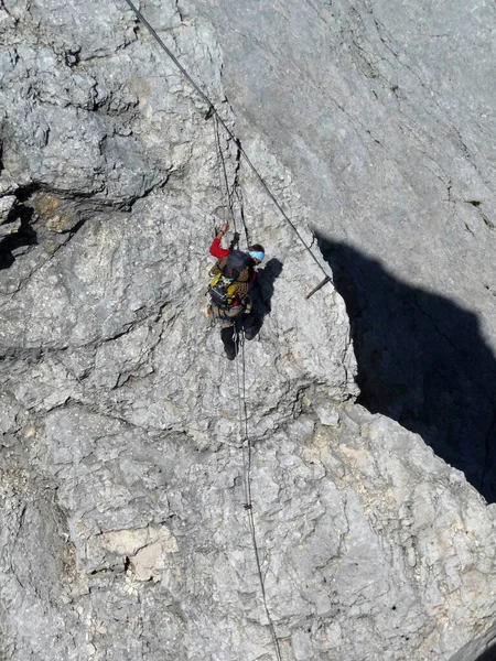 Alpinista Jubilaumsgrat Até Zugspitze Alemanha — Fotografia de Stock