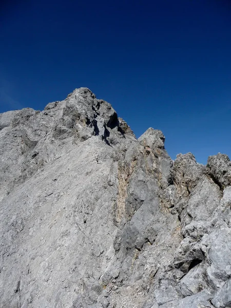 Vista Montanha Famosa Rota Escalada Jubilaumsgrat Montanha Zugspitze Baviera Alemanha — Fotografia de Stock