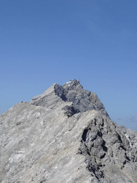 Jubilaumsgrat Tan Zugspitze Dağı Bavyera Almanya Ünlü Tırmanma Rotasının Dağ — Stok fotoğraf