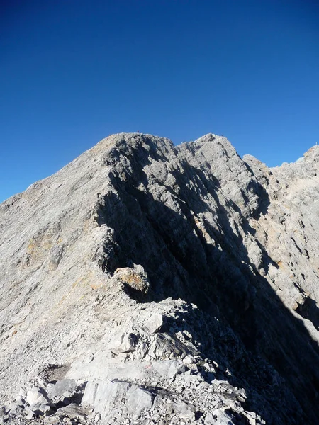 Vue Sur Montagne Célèbre Route Escalade Jubilaumsgrat Montagne Zugspitze Allemagne — Photo