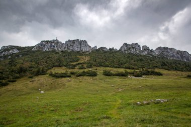 Panorama manzaralı Kampenwand, Bavyera dağı, yaz zamanı