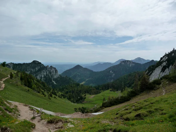 Πεζοπορία Περιοδεία Στο Βουνό Kampenwand Chiemgau Άλπεις Βαυαρία Γερμανία — Φωτογραφία Αρχείου