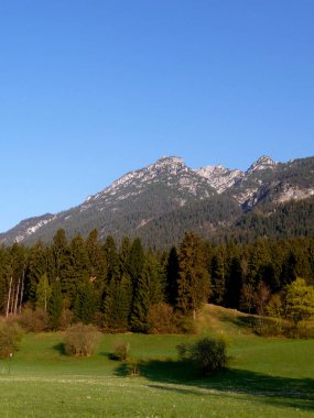 Bavyera 'da Kramerspitze Dağı, Almanya, bahar zamanı