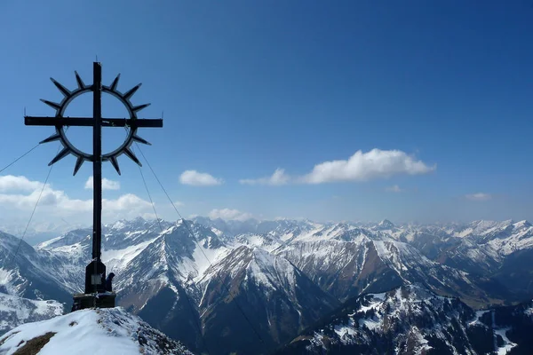 Toppmöte Korsning Kohlbergspitze Berg Tyrolen Österrike — Stockfoto