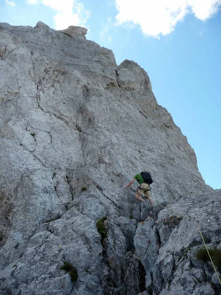 Scalatore Sulla Montagna Kopftorlgrat Tirolo Austria — Foto Stock