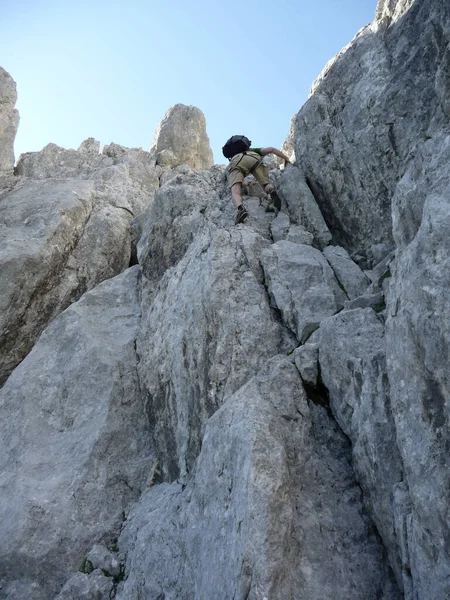 Climber Kopftorlgrat Mountain Tyrol Austria — Stock fotografie