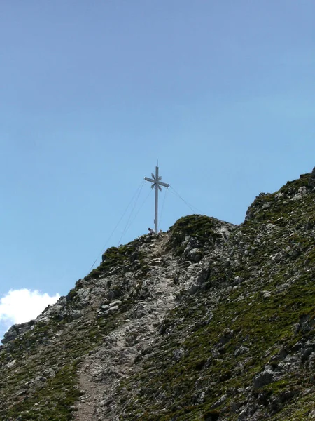 Summit Cross Mountain Kramerspitz Bavaria Germany Springtime — Stock Photo, Image