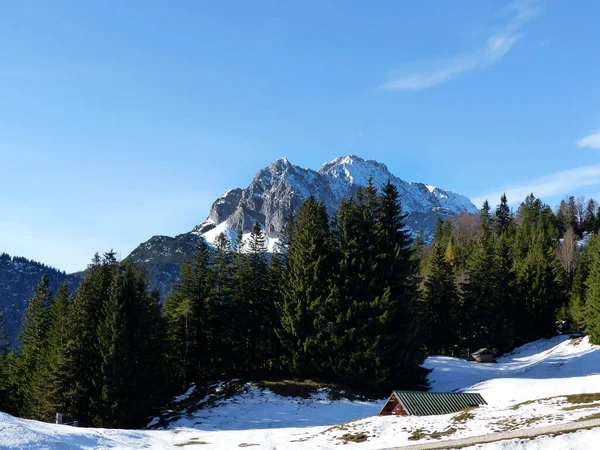 Χειμερινή Πεζοπορία Στο Βουνό Hoher Kranzberg Karwendel Βαυαρία Γερμανία — Φωτογραφία Αρχείου