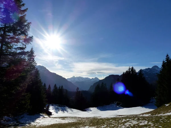 Escursione Invernale Alla Montagna Hoher Kranzberg Karwendel Baviera Germania — Foto Stock