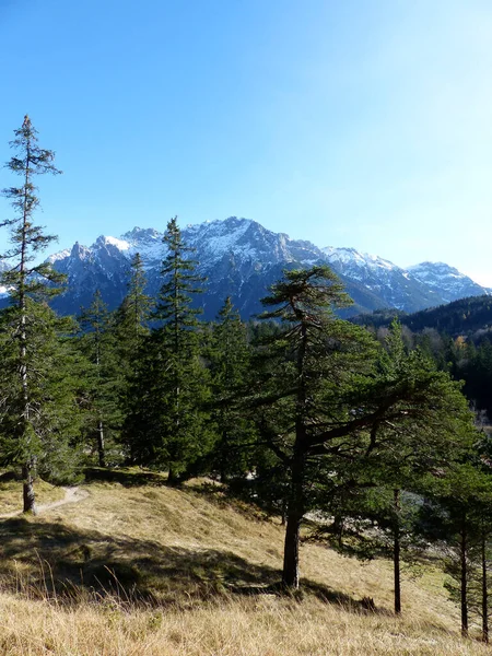 Winterwandeltocht Naar Hoher Kranzberg Karwendel Beieren Duitsland — Stockfoto