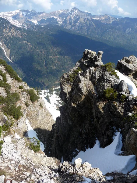 Panorama Górska Góry Kreuzspitze Bawaria Niemcy Zimą — Zdjęcie stockowe