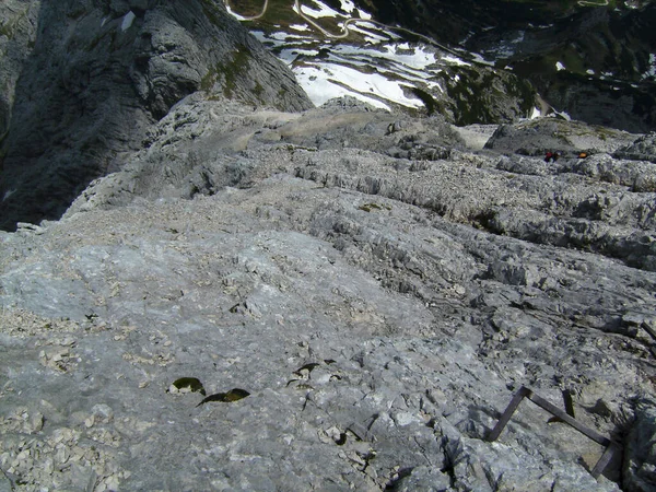 Alpspitze Ferrata Garmisch Partenkirchen Bawaria Niemcy Wiosną — Zdjęcie stockowe