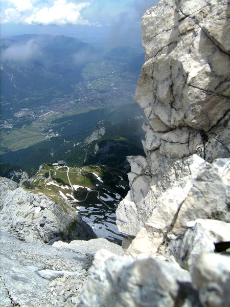 Ferrata Üzerinden Alpspitze Garmisch Partenkirchen Bavyera Almanya Bahar Zamanı — Stok fotoğraf