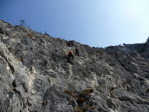 Horolezec Kaiser Max Přes Ferrata Tyrolsku Rakousko — Stock fotografie