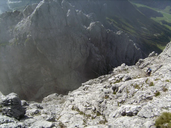 Acél Kötél Konigsjodler Ferrata Nál Berchtesgaden Alpokban Ausztria — Stock Fotó