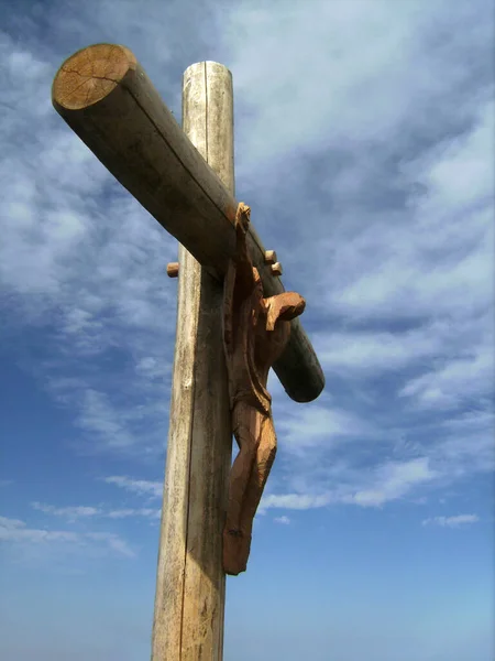 Croce Sommitale Del Monte Gamskarkoepfl Kufstein Ferrata Attraverso Parete Nord — Foto Stock