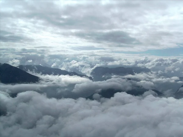 Vista Nublada Montaña Desde Piding Vía Ferrata Escalada Ruta Chiemgau — Foto de Stock
