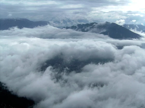 Cloudy Mountain View Piding Ferrata Climbing Route Chiemgau Bavaria Germany — Stock Photo, Image